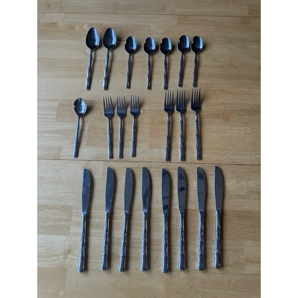 Stanley Roberts Rogers Citadel Bamboo Stainless Flatware 22 Piece Set Korea